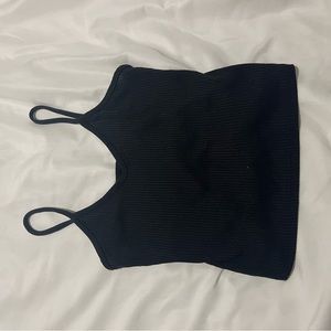 Black cropped ribbed tank top
